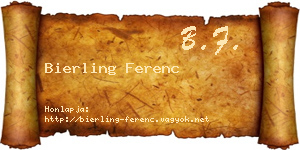 Bierling Ferenc névjegykártya